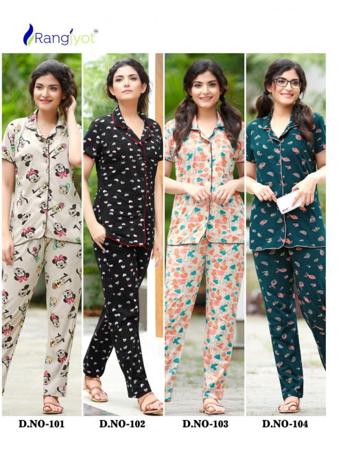 Rangjyot 201 Latest Night Wear Hosiery Cotton Printed Night Suit Collection
